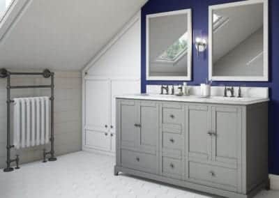 modern grey vanity with double sinks