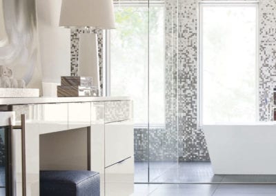 glossy white bathroom vanity