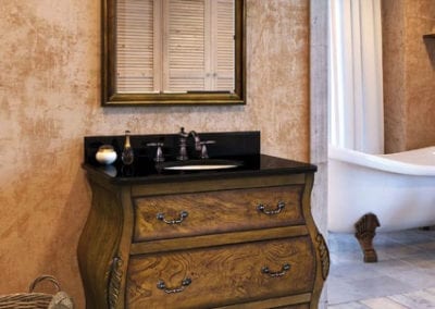 classic wood bathroom cabinet with curved drawers