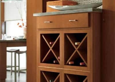 wine rack in built-in bar