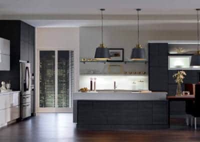 custom kitchen with modern black cabinets