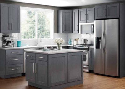sleek grey kitchen cabinets