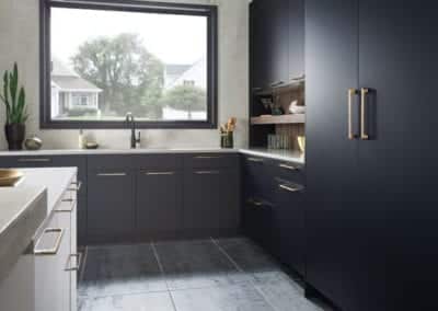sleek black kitchen cabinets