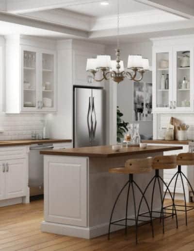 modern farmhouse kitchen with white cabinets