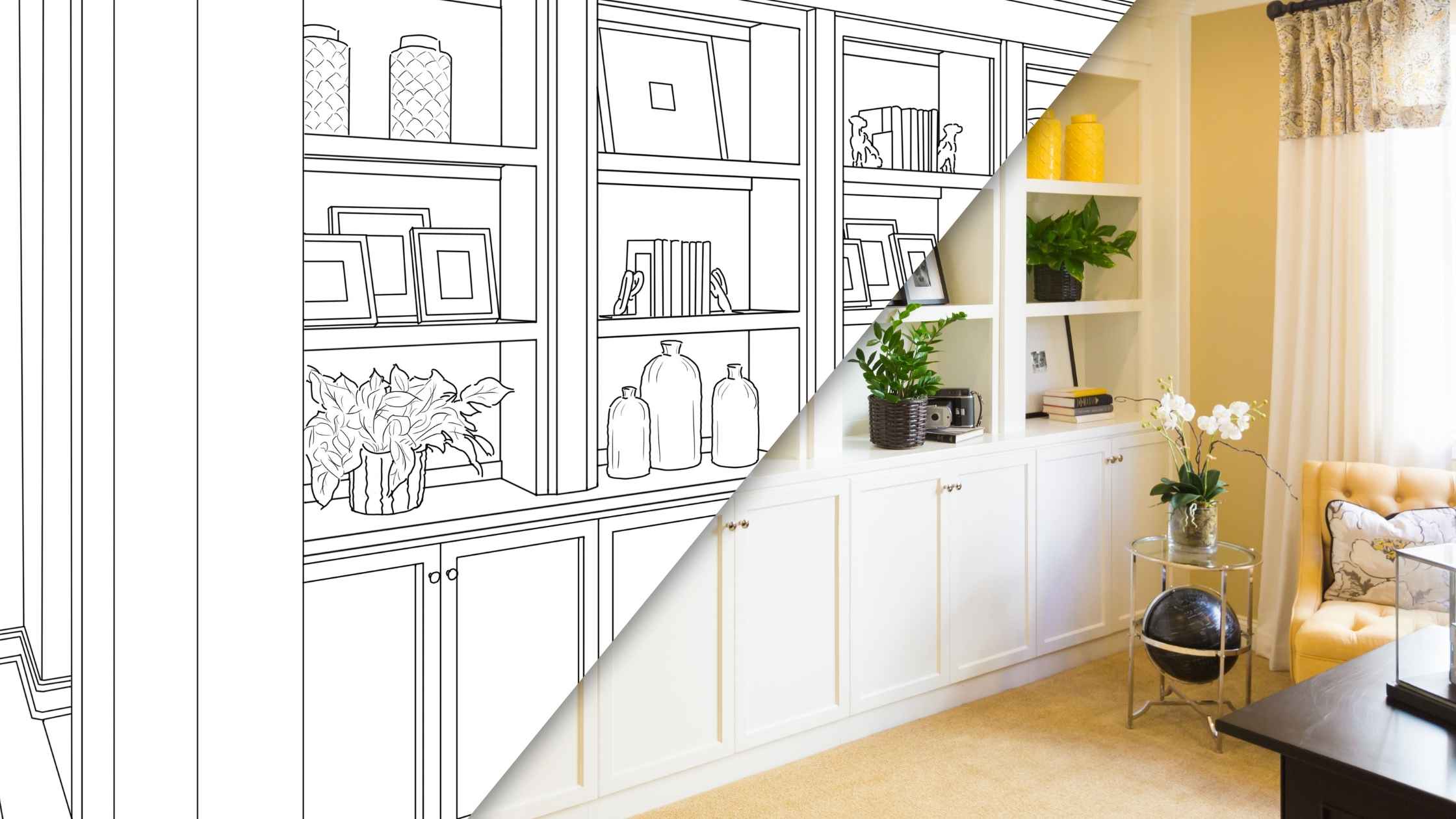 buit-to-fit custom cabinets sketch.